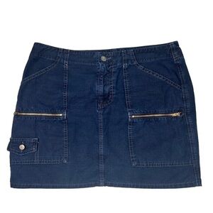 BELLA DAHL Vintage Chic Zipper Cargo Navy Mini Skirt Size 8
